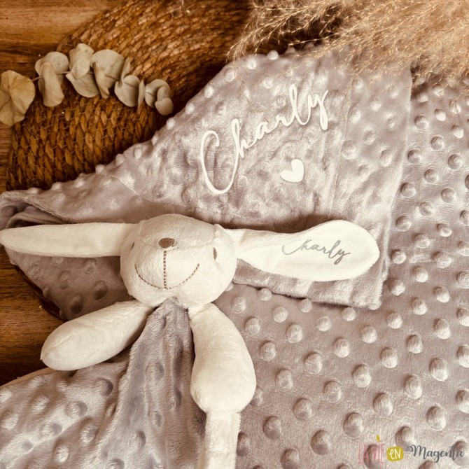 Kit naissance couverture et doudou lapin