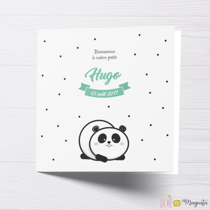Cadre de naissance personnalisée fille avec illustration panda