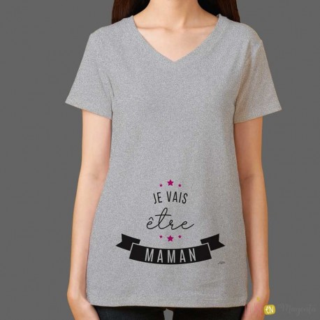 T-shirt imprimé pour future maman T-shirt manches courtes avec motifs.