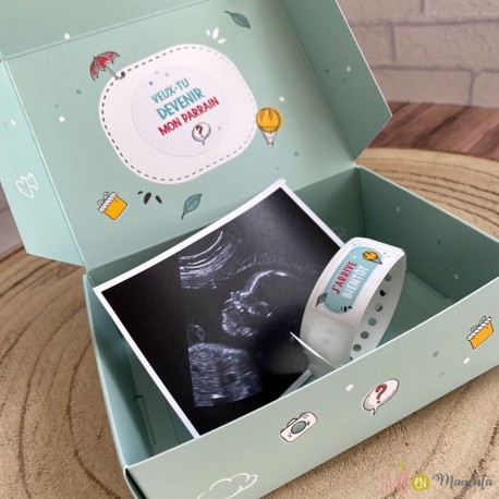 Annonce grossesse vous allez être grands-parents sous forme de coffret pour  échographie avec bracelet