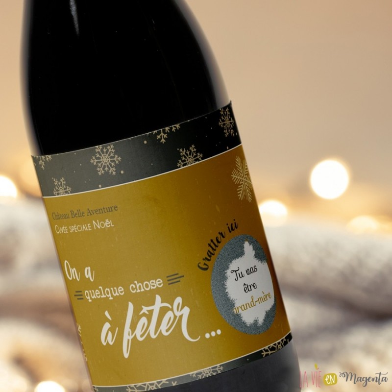 Etiquette bouteille vin La famille va s'agrandir  Spécial Noël -  Lachouettemauve